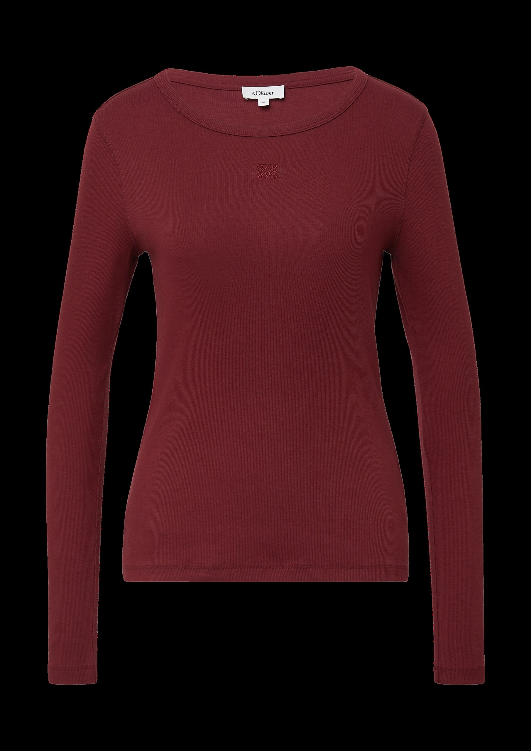 Ripp-Langarmshirt mit Stickerei