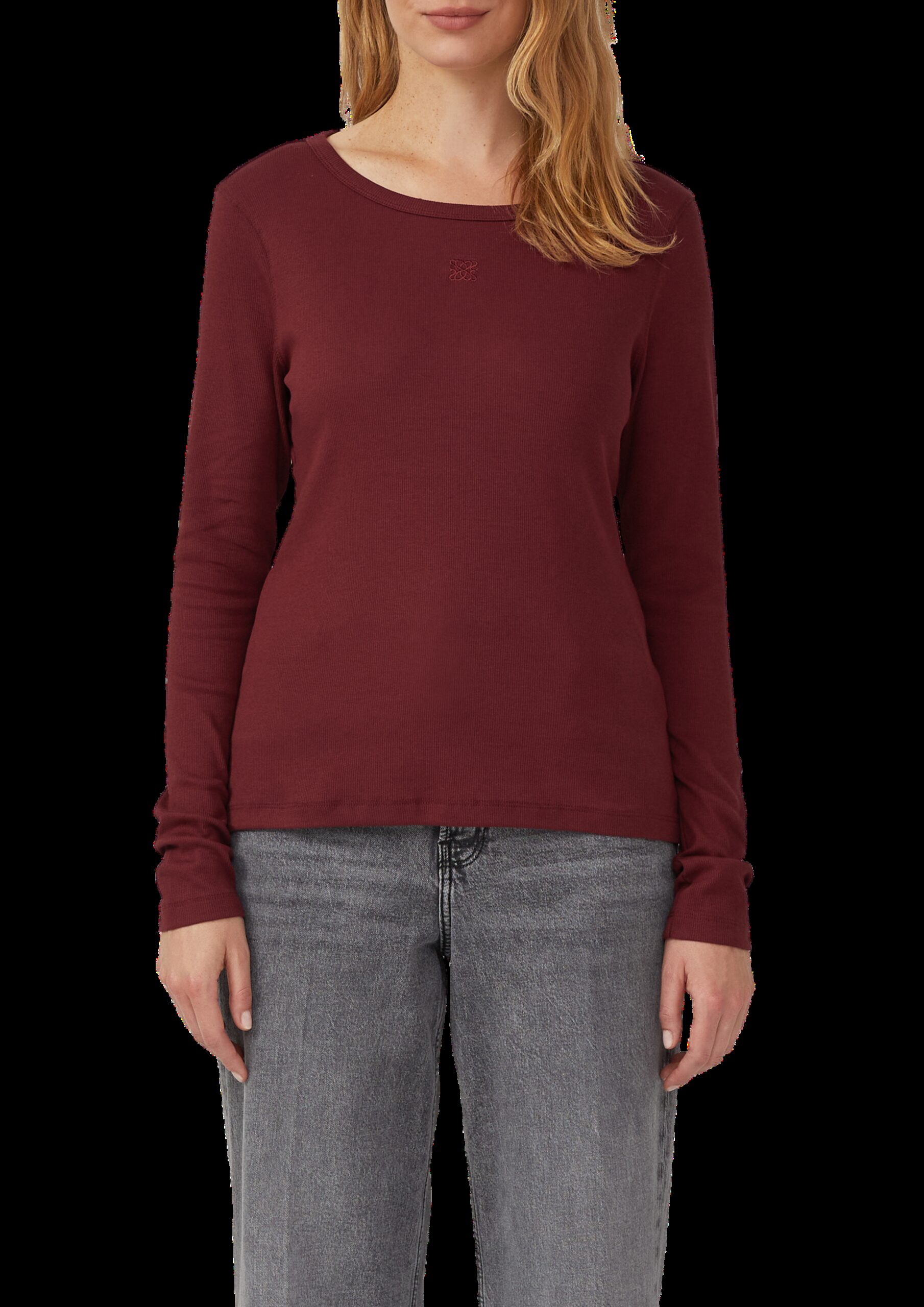 Ripp-Langarmshirt mit Stickerei