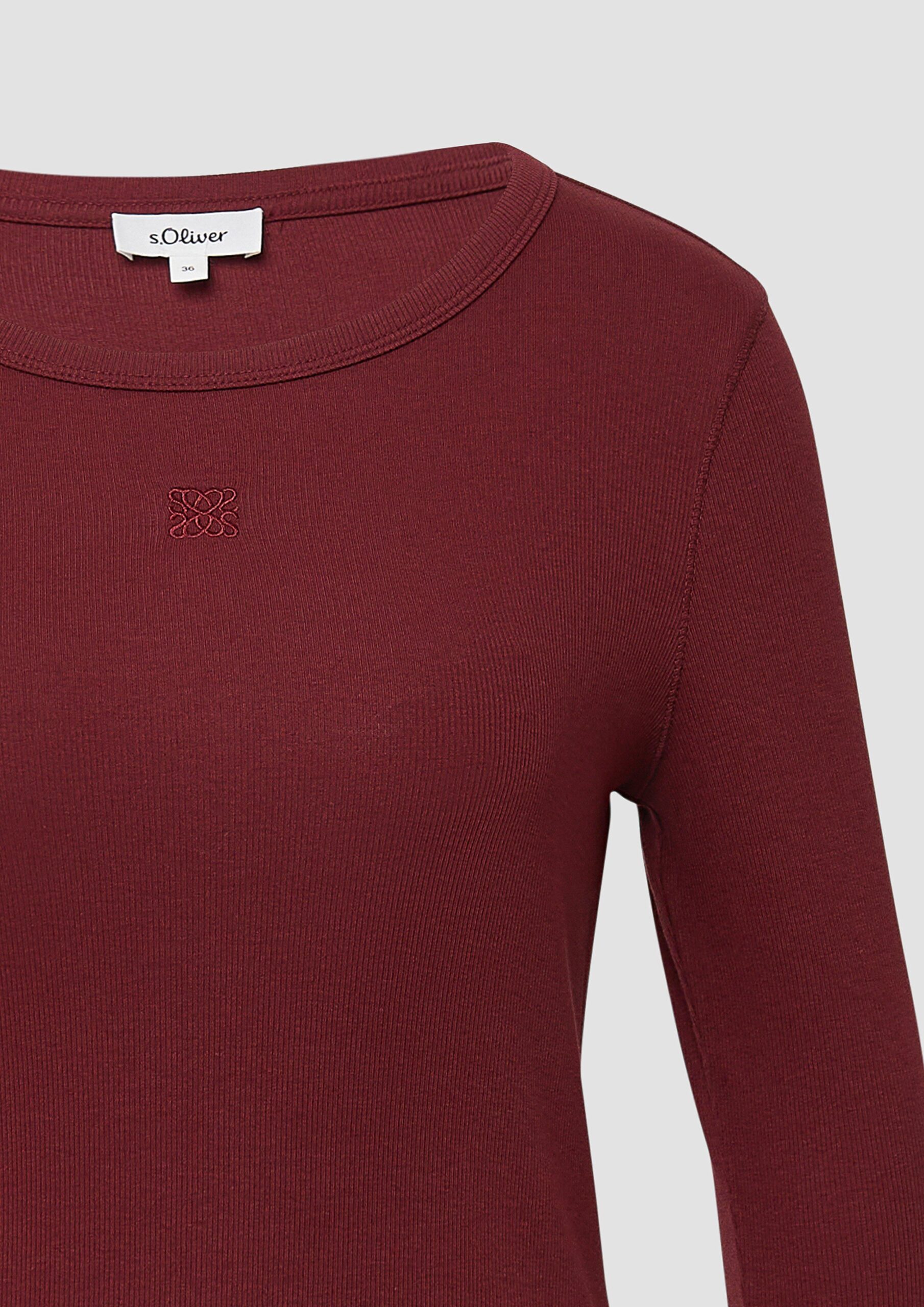 Ripp-Langarmshirt mit Stickerei