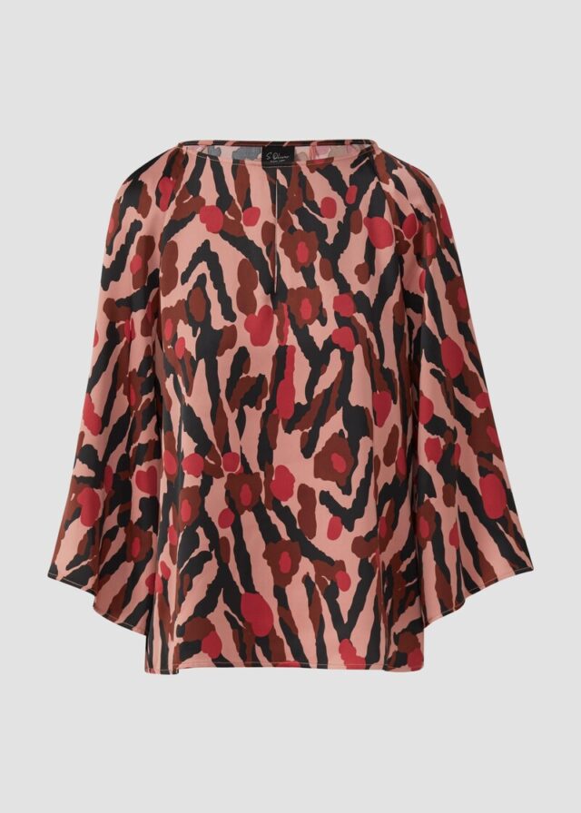 Satin-Bluse mit All-over-Print