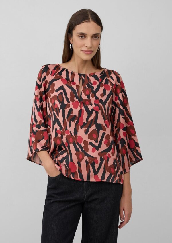 Satin-Bluse mit All-over-Print