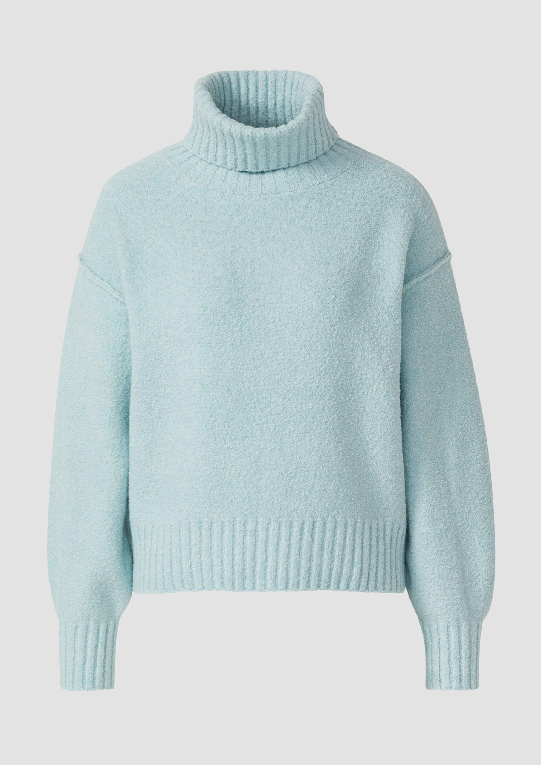 Bouclé-Strickpullover mit Rollkragen