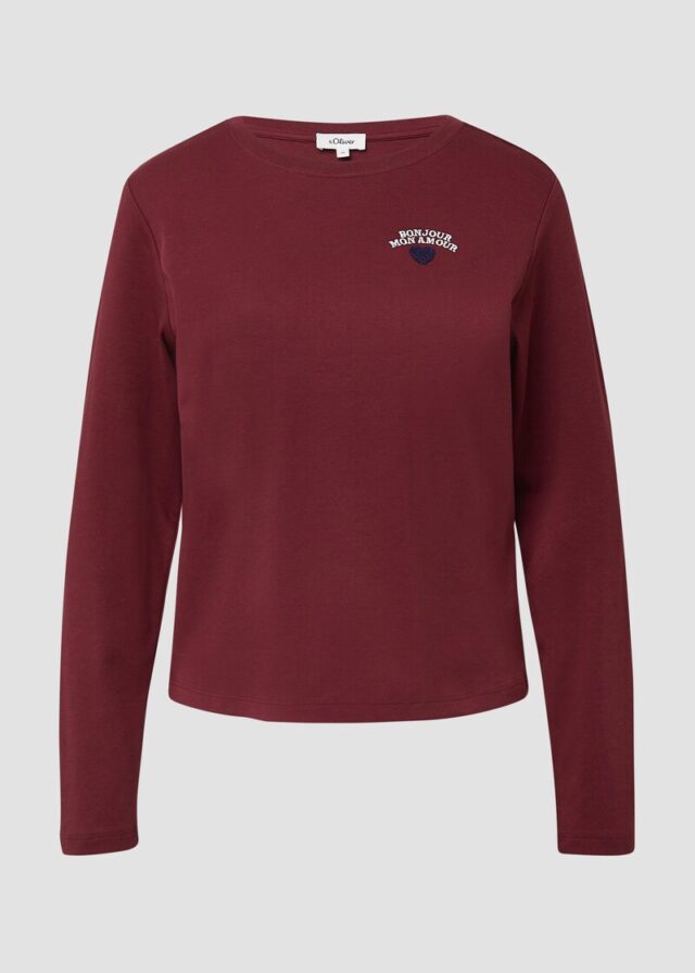 Verkürztes Longsleeve mit Stickerei-Detail