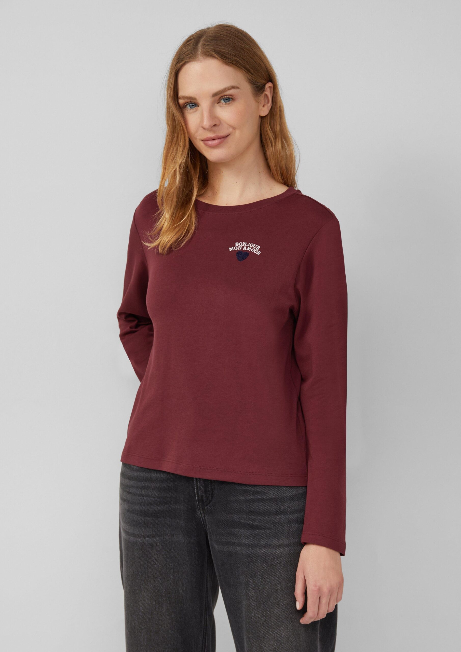 Verkürztes Longsleeve mit Stickerei-Detail