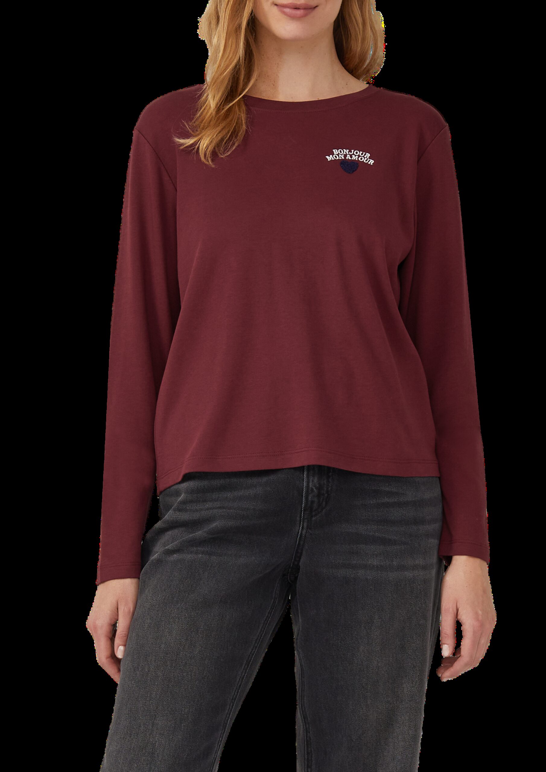 Verkürztes Longsleeve mit Stickerei-Detail