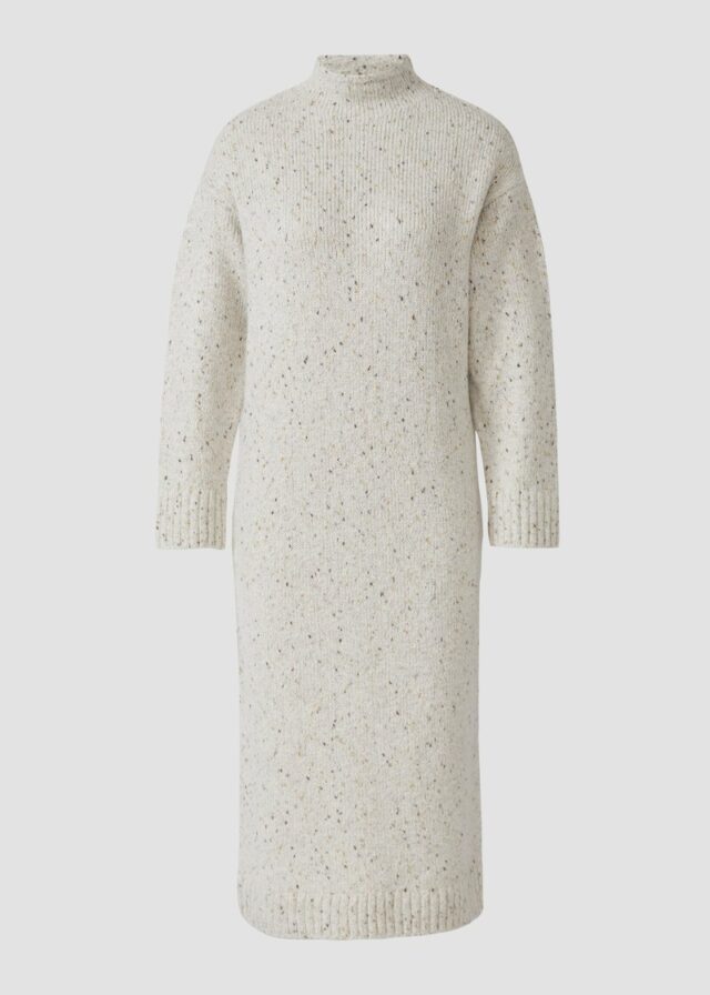Strickkleid aus Baumwollmix mit Stehkragen