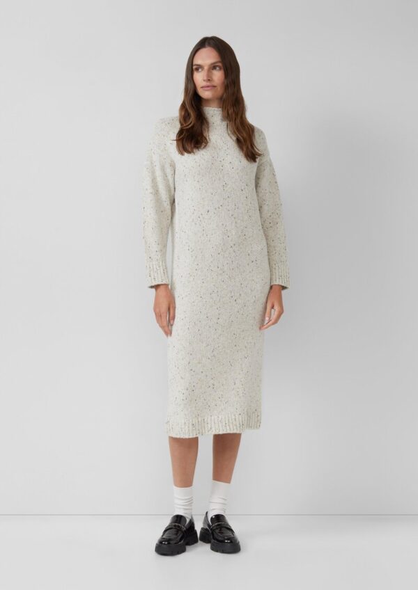 Strickkleid aus Baumwollmix mit Stehkragen