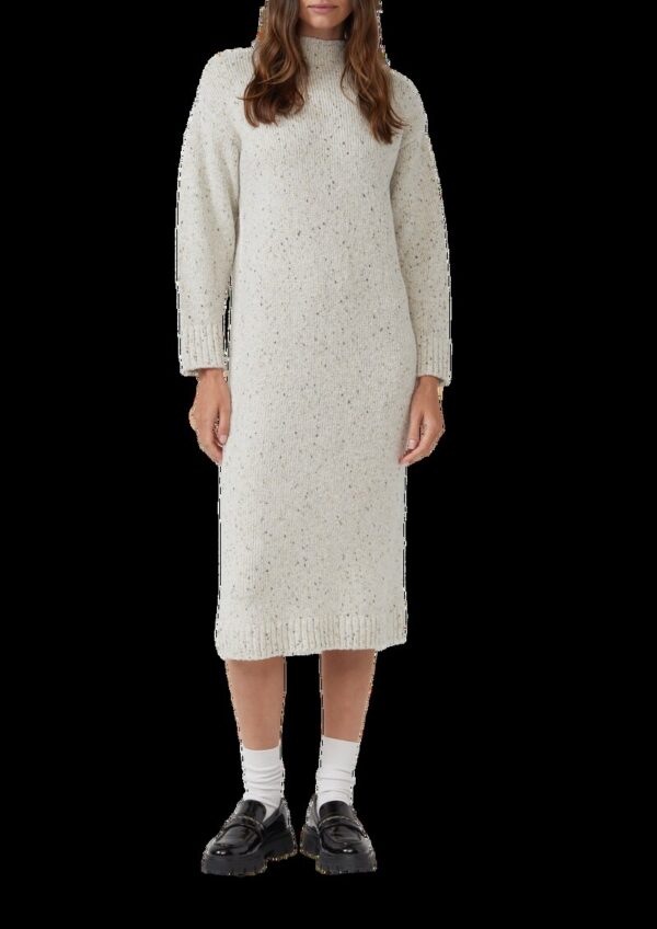 Strickkleid aus Baumwollmix mit Stehkragen
