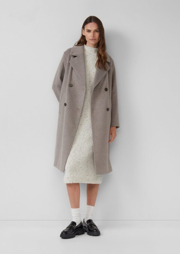 Strickkleid aus Baumwollmix mit Stehkragen