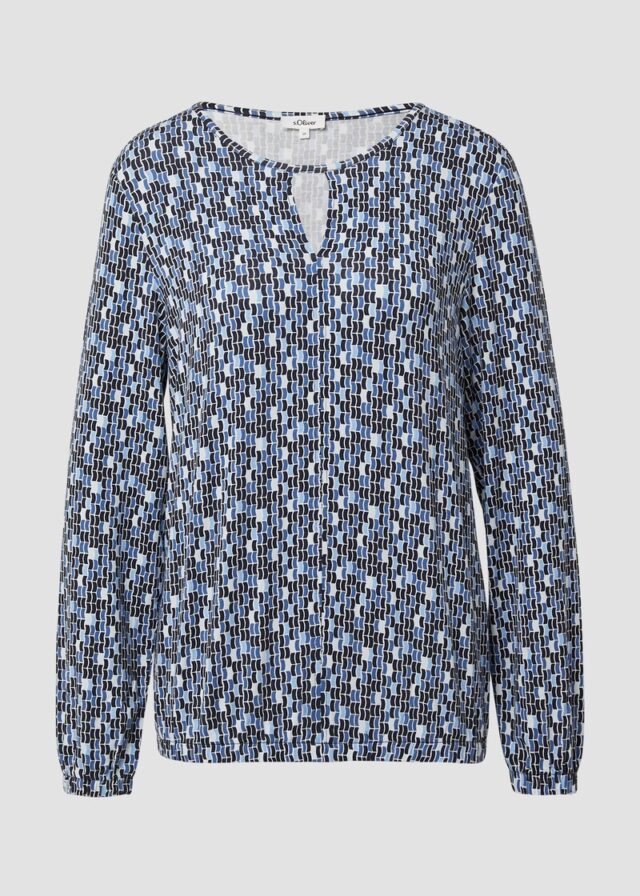 T-Shirt mit All-over-Print und Elastikbündchen