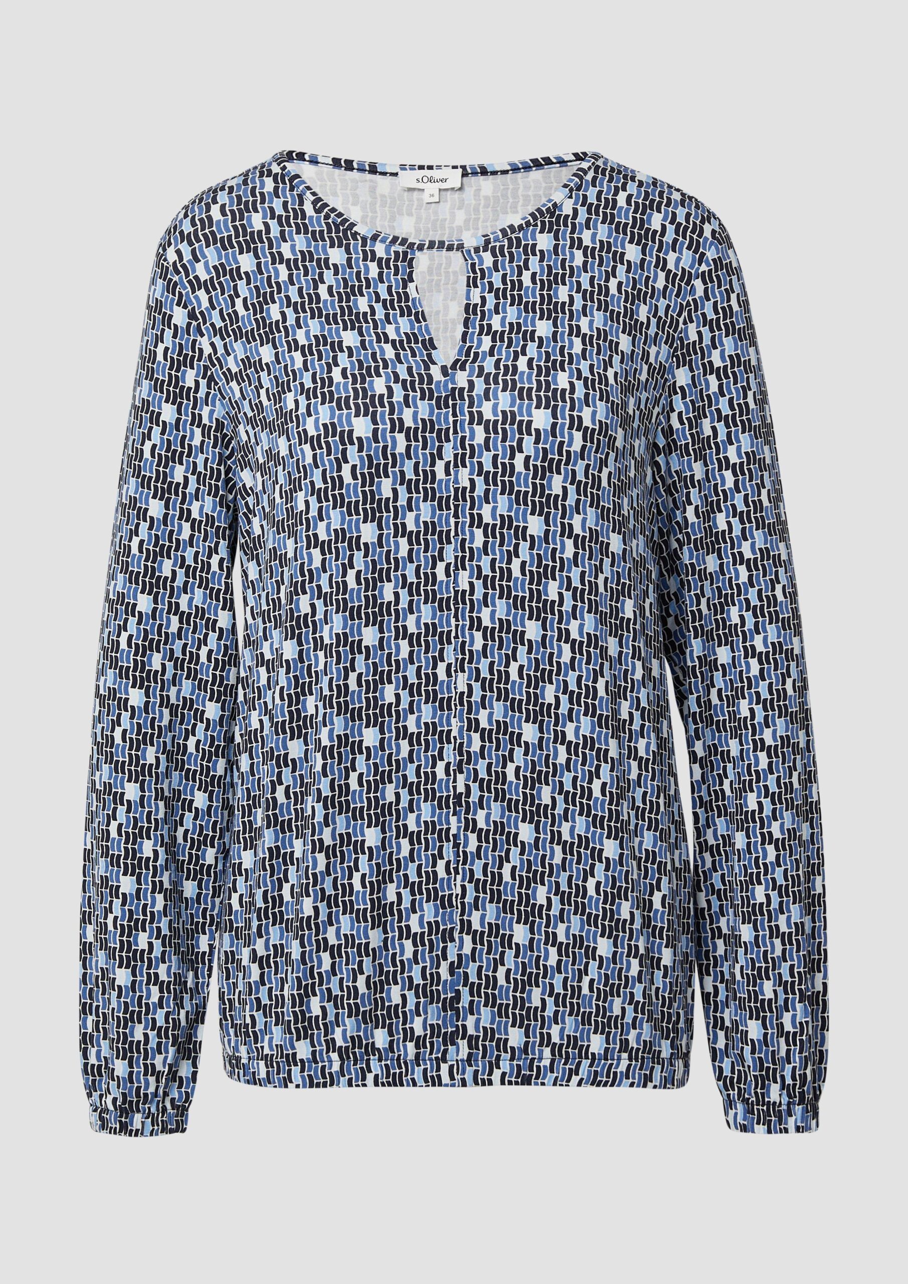 T-Shirt mit All-over-Print und Elastikbündchen