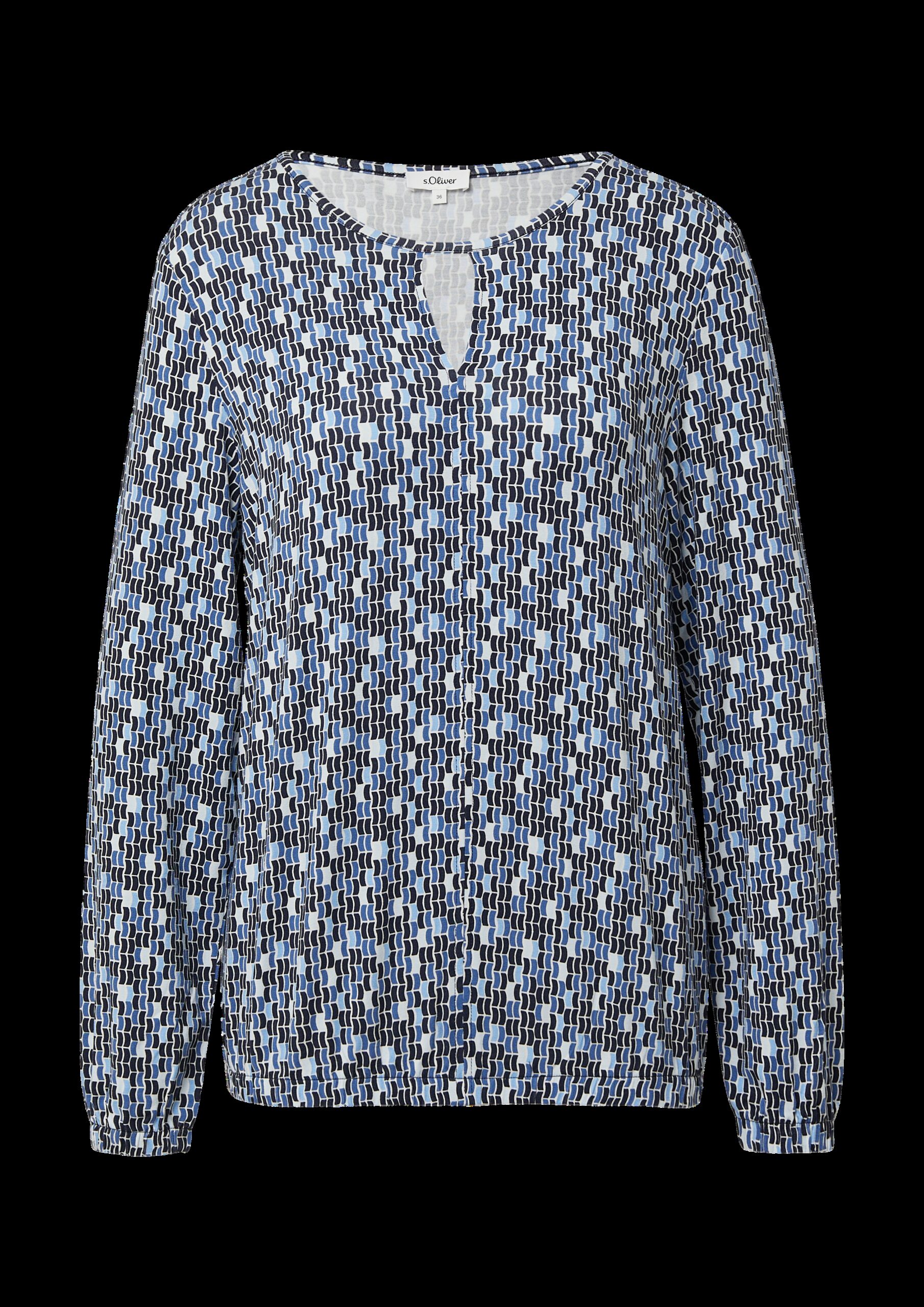 T-Shirt mit All-over-Print und Elastikbündchen