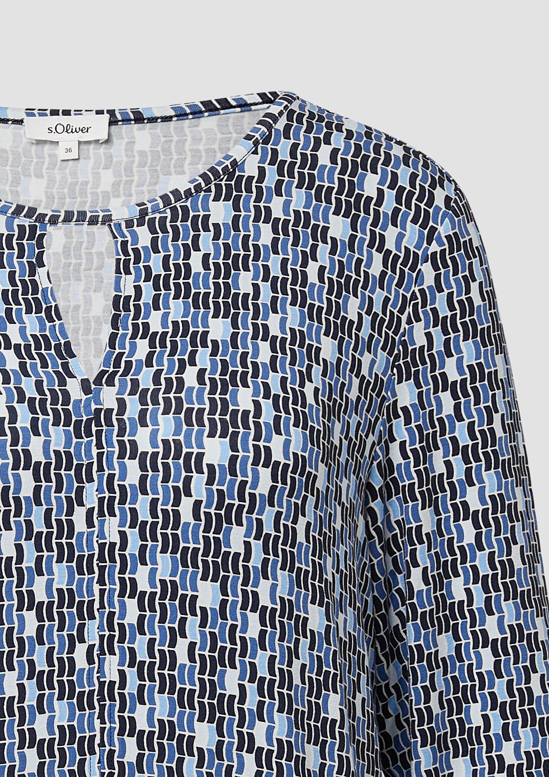 T-Shirt mit All-over-Print und Elastikbündchen