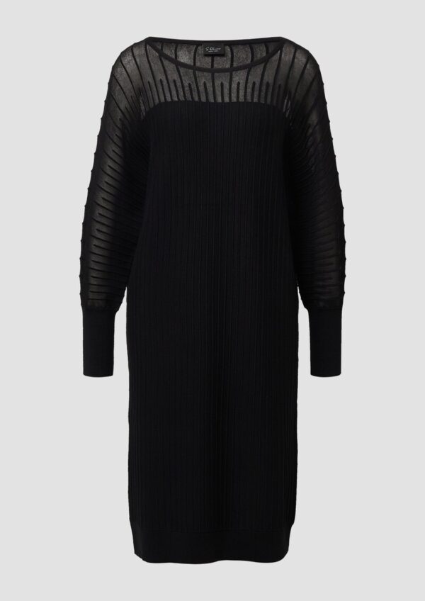 Feinstrick-Kleid mit Fledermausärmeln und Ottoman-Struktur