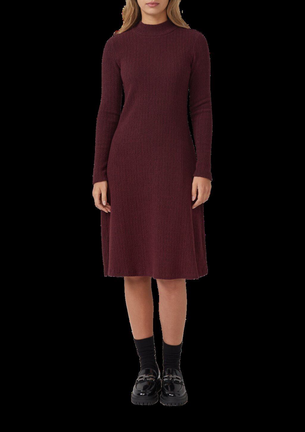 Strukturiertes Jerseykleid mit ausgestelltem Saum