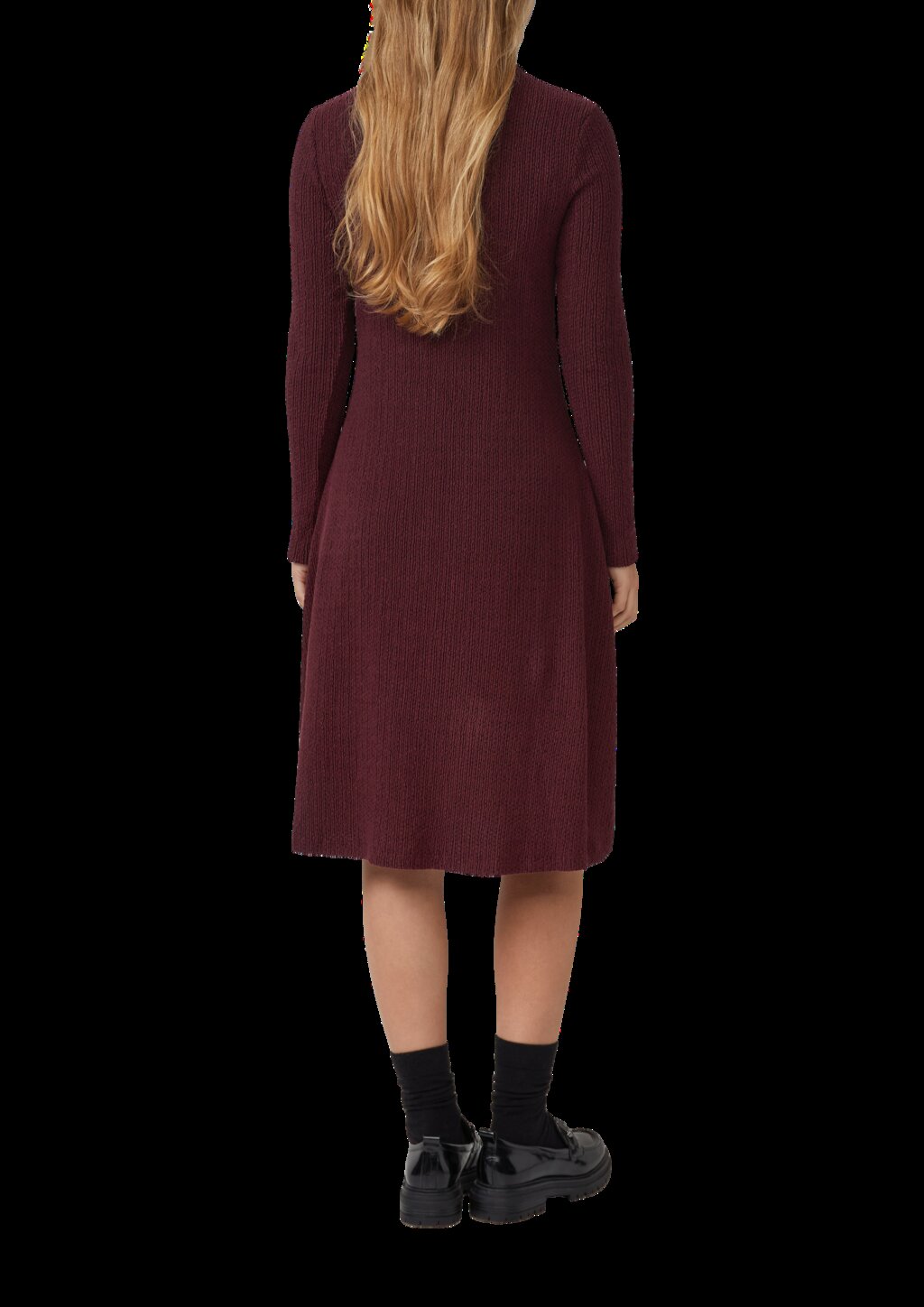 Strukturiertes Jerseykleid mit ausgestelltem Saum