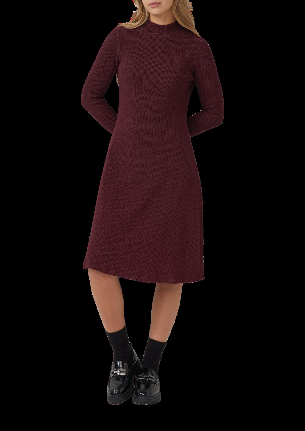 Strukturiertes Jerseykleid mit ausgestelltem Saum