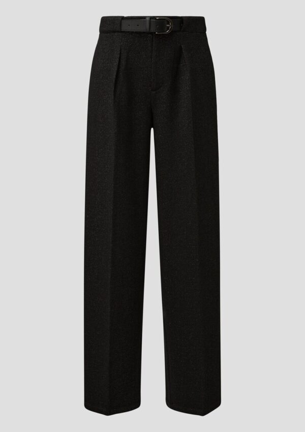 Bundfaltenhose mit Glitzergarn und integriertem Gürtel