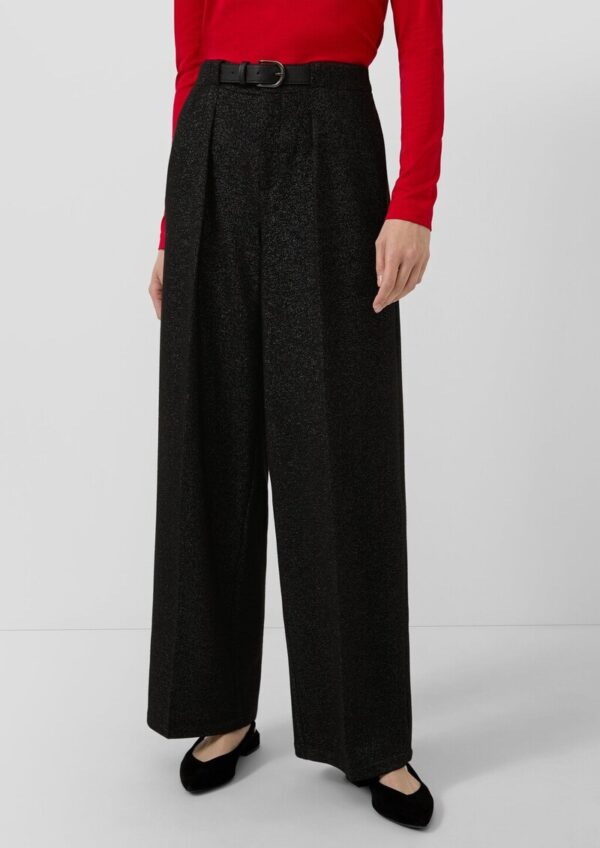 Bundfaltenhose mit Glitzergarn und integriertem Gürtel