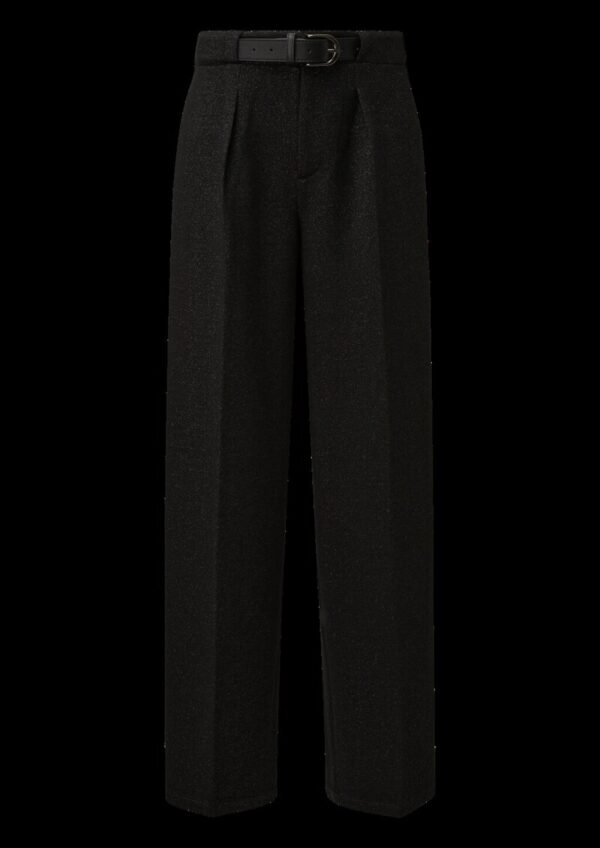 Bundfaltenhose mit Glitzergarn und integriertem Gürtel