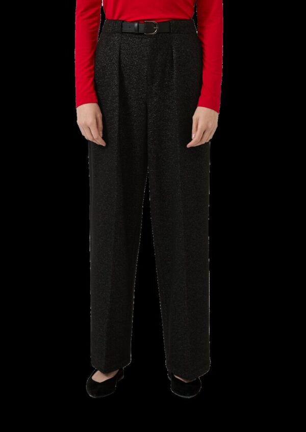 Bundfaltenhose mit Glitzergarn und integriertem Gürtel