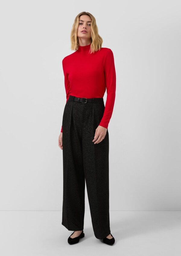 Bundfaltenhose mit Glitzergarn und integriertem Gürtel