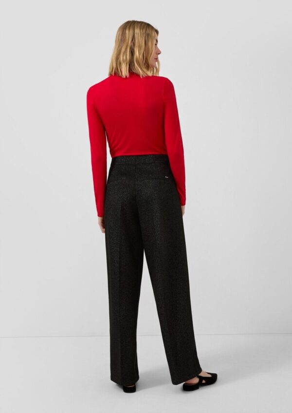 Bundfaltenhose mit Glitzergarn und integriertem Gürtel