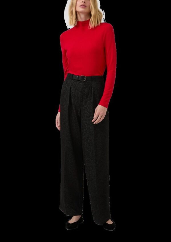 Bundfaltenhose mit Glitzergarn und integriertem Gürtel