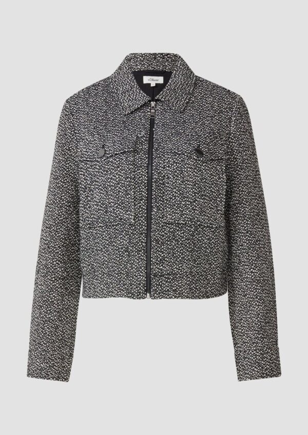 Bouclé-Jacke mit aufgesetzten Taschen