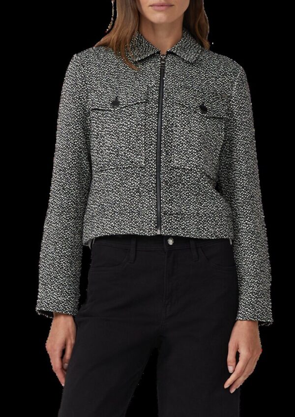 Bouclé-Jacke mit aufgesetzten Taschen