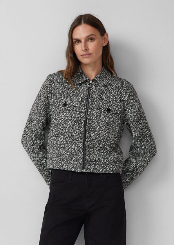 Bouclé-Jacke mit aufgesetzten Taschen