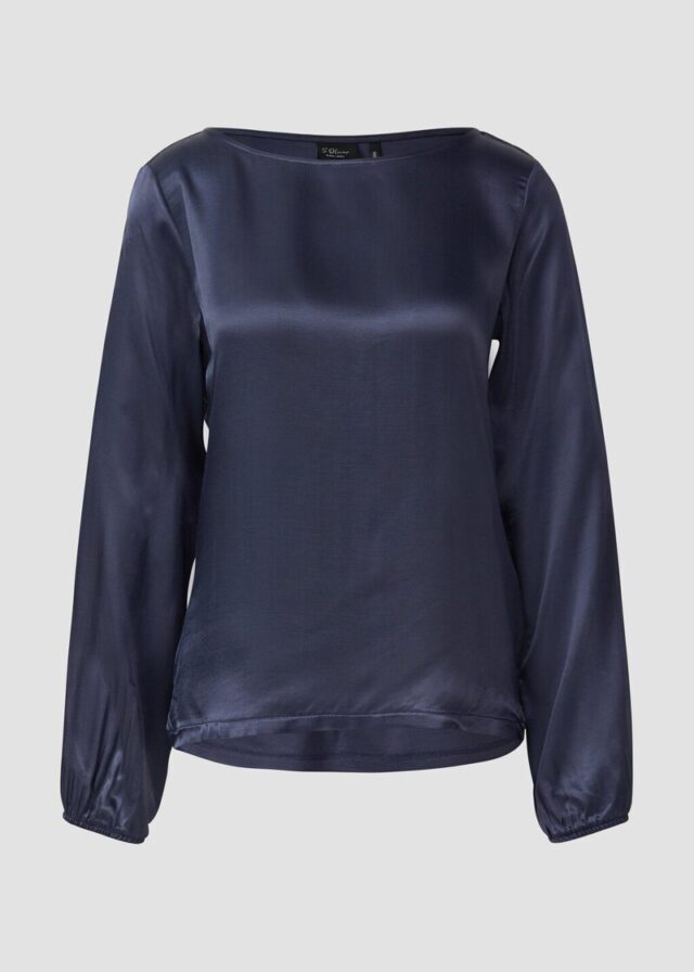 Blusenshirt mit U-Boot-Ausschnitt aus reiner Viskose