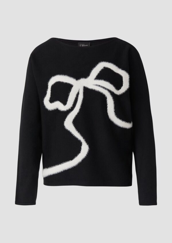 Feinstrickpullover aus Viskosemix mit Schleifen-Intarsie