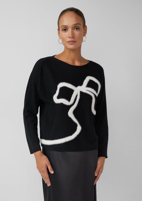 Feinstrickpullover aus Viskosemix mit Schleifen-Intarsie