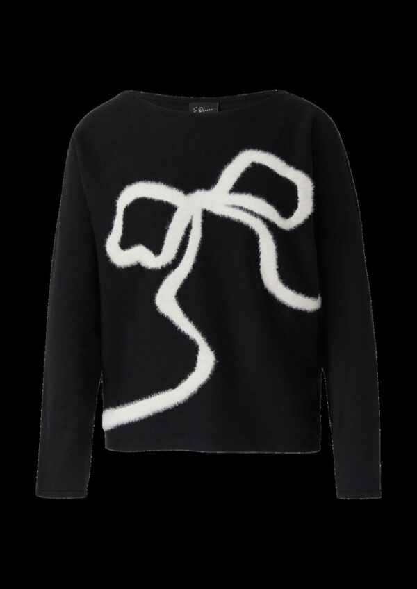 Feinstrickpullover aus Viskosemix mit Schleifen-Intarsie