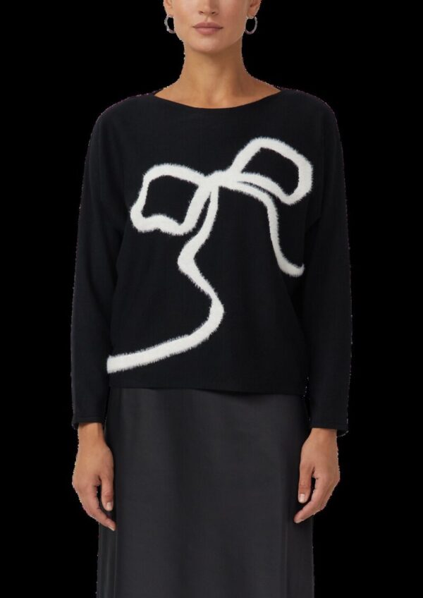 Feinstrickpullover aus Viskosemix mit Schleifen-Intarsie