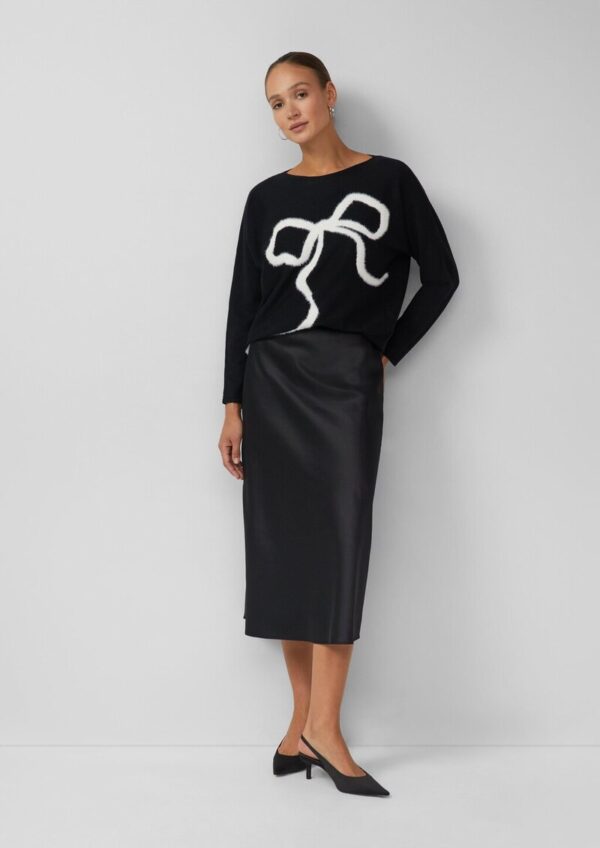 Feinstrickpullover aus Viskosemix mit Schleifen-Intarsie