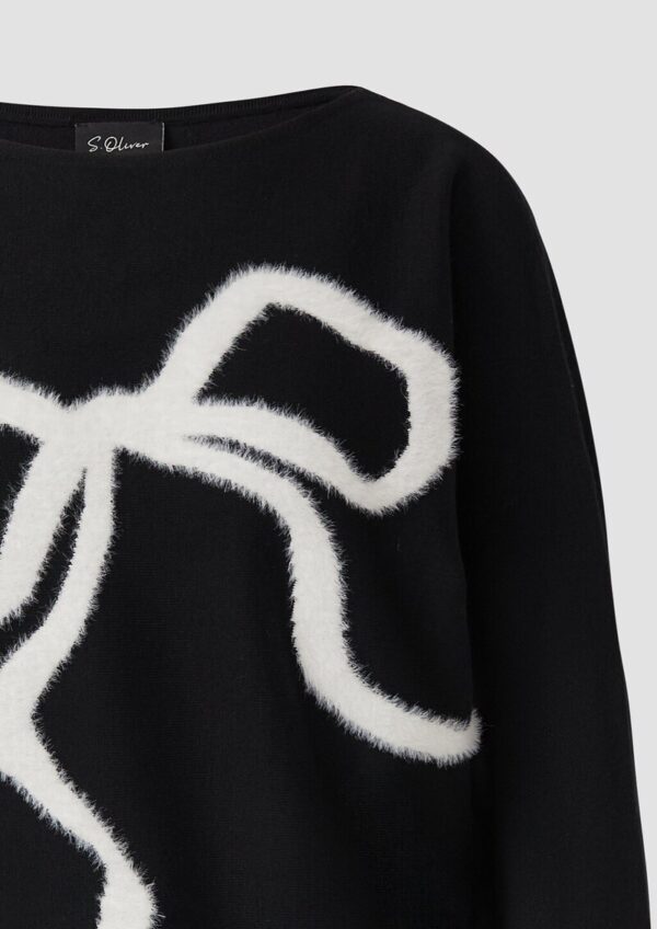 Feinstrickpullover aus Viskosemix mit Schleifen-Intarsie