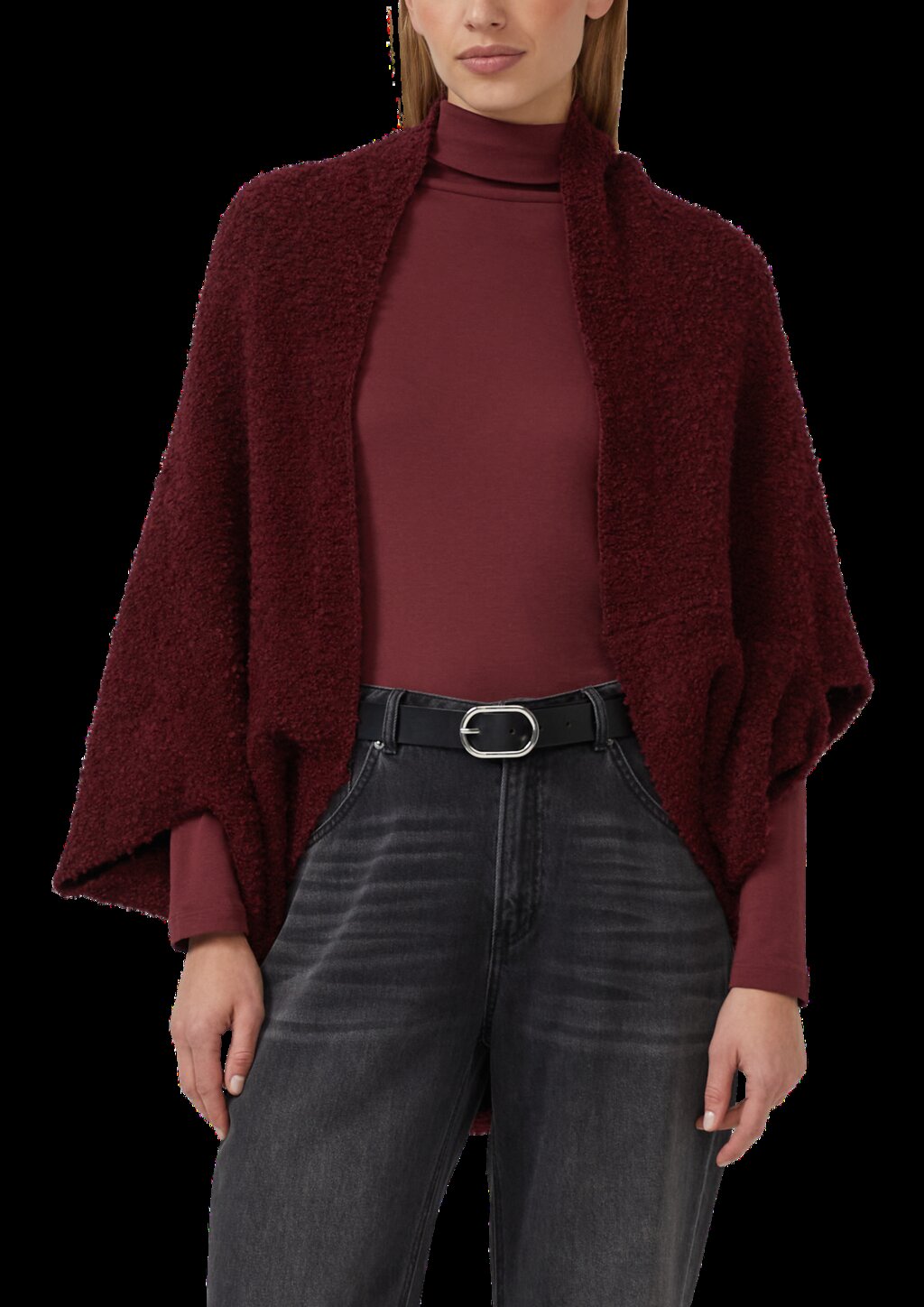 O-Shape-Poncho aus Bouclé-Strick