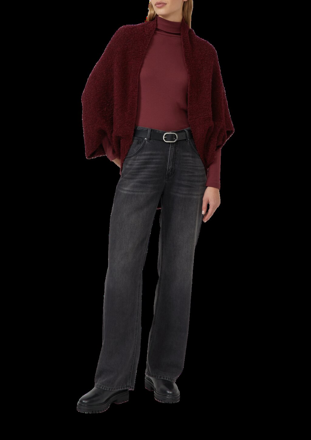 O-Shape-Poncho aus Bouclé-Strick