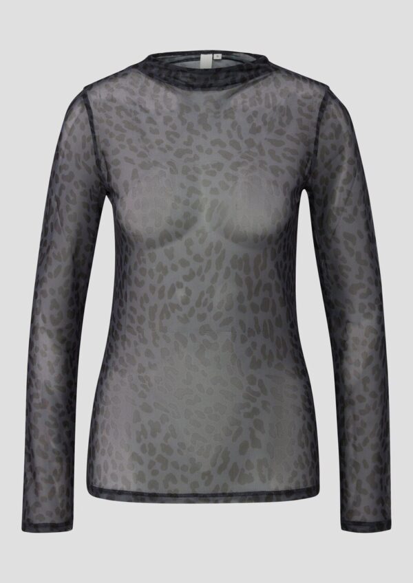 Transparentes Mesh-Shirt mit All-over-Print