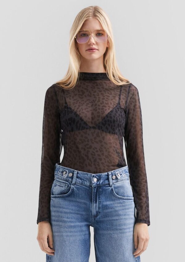 Transparentes Mesh-Shirt mit All-over-Print