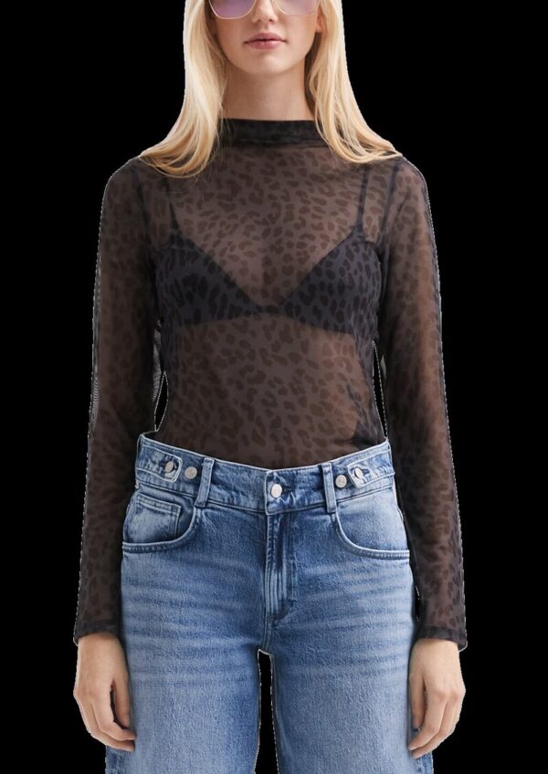 Transparentes Mesh-Shirt mit All-over-Print