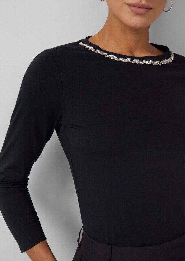 Shirt mit 3/4-Ärmeln und Schmucksteinen