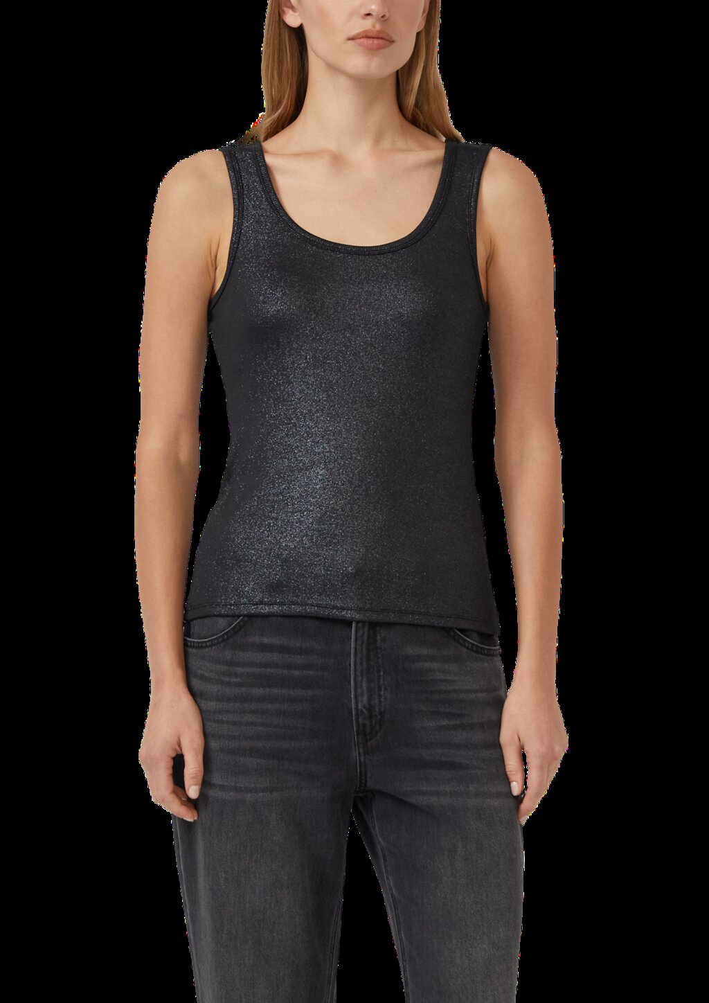 Geripptes Tanktop in Glitzer-Optik