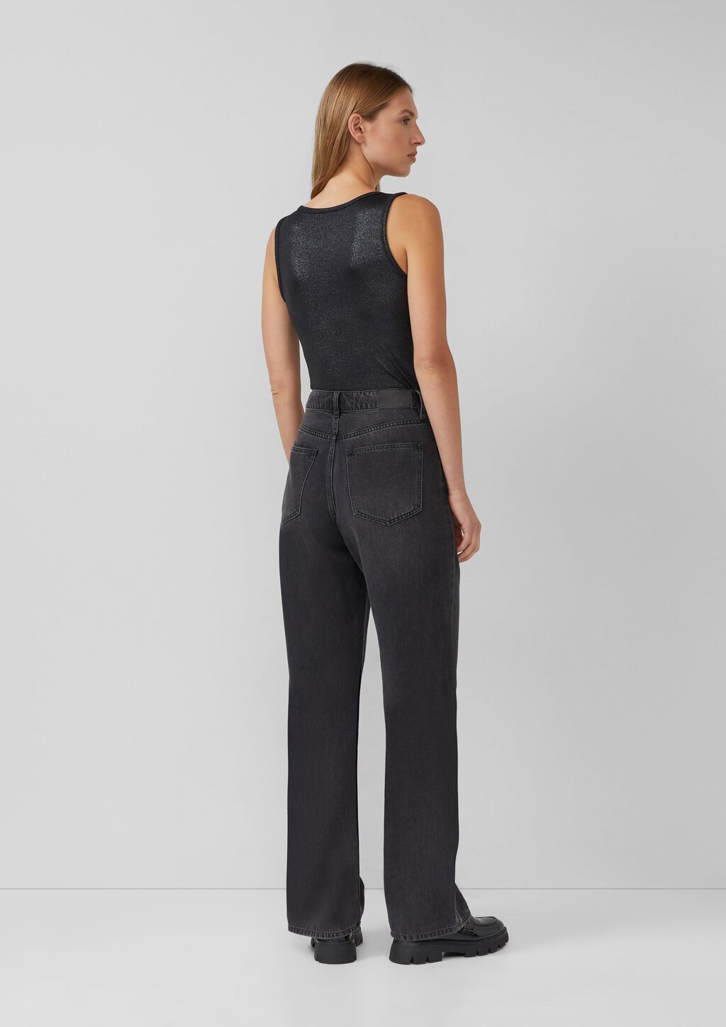 Geripptes Tanktop in Glitzer-Optik