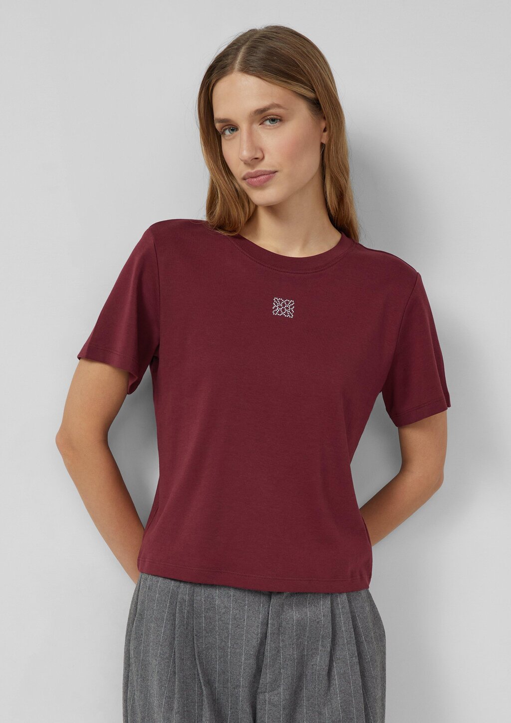 Verkürztes T-Shirt mit Glitzerstein-Details