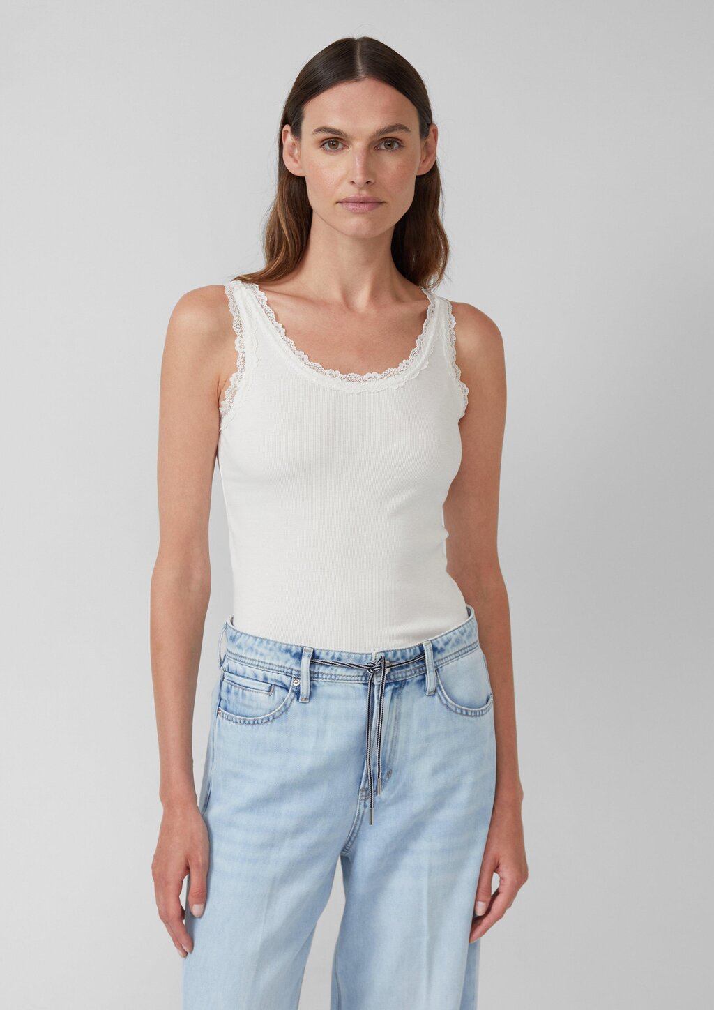 Tanktop mit Spitzenbesatz