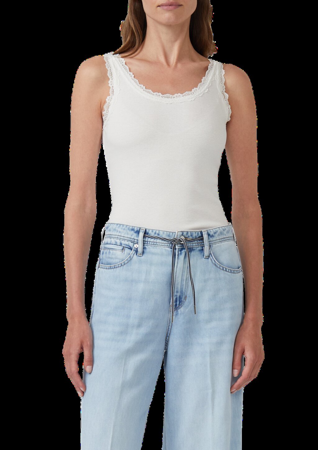 Tanktop mit Spitzenbesatz