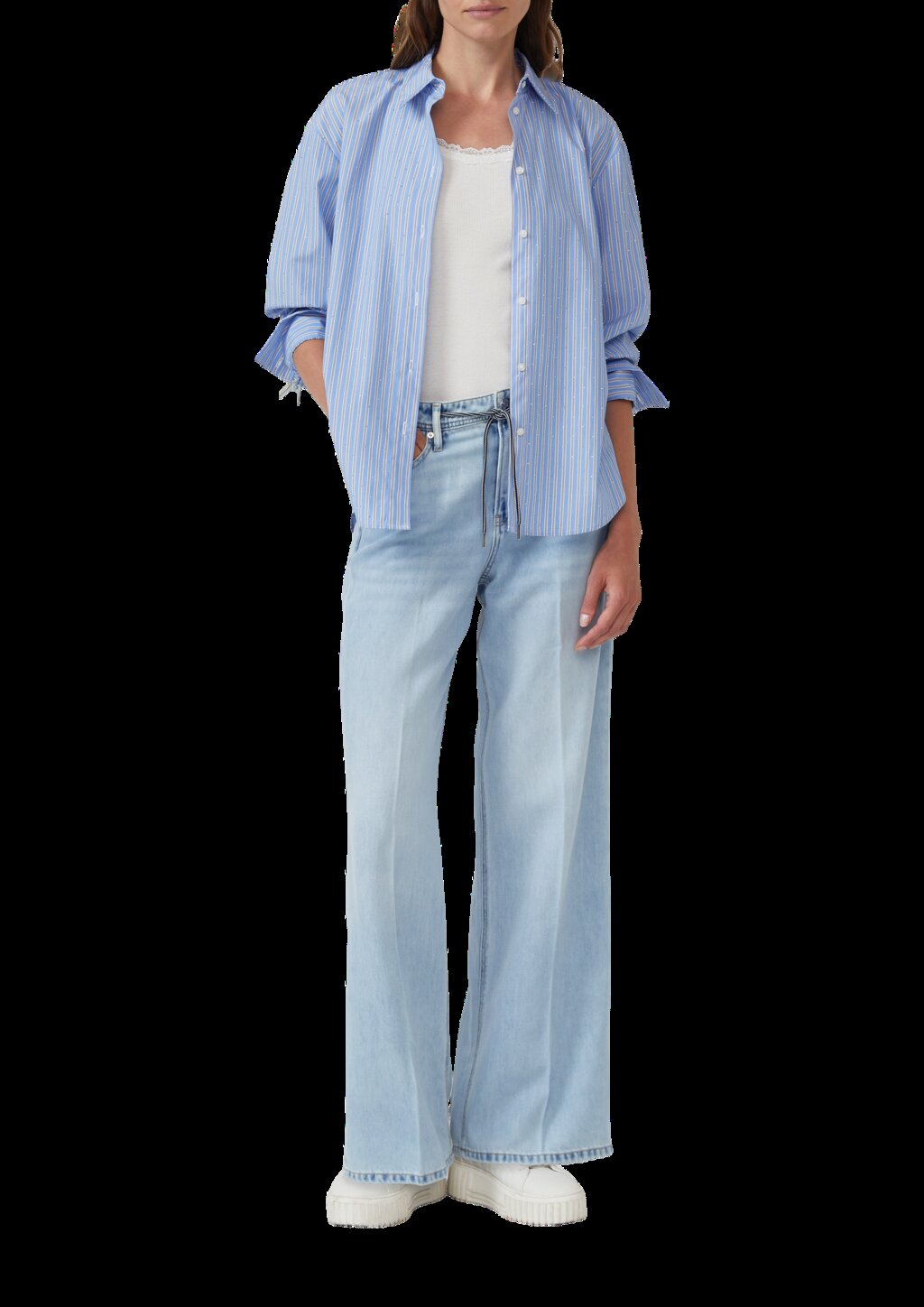 Tanktop mit Spitzenbesatz